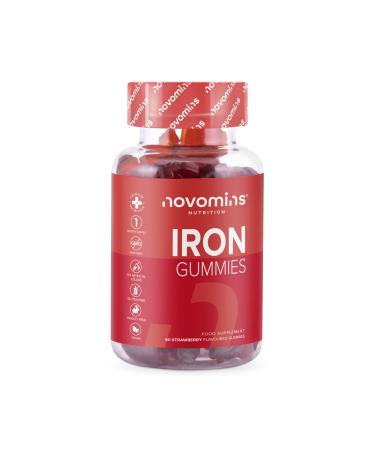 Iron Gummies Vitamin C - High Strength Iron Supplement for Women and Men Vegan 1 Month Supply Chewable Iron Gummies - Immunity & Energy Supplements for Adults - Made by Novomins