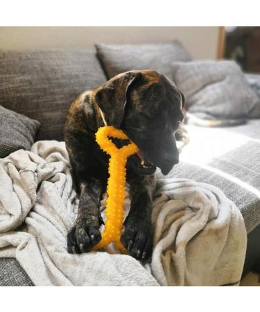 Atopo Robust Dog Toys - 13 Inch Bone-Shaped Rubber Toys for Large & Small Dogs | Teeth Cleaning & Gums Massage | Durable Interactive Play in Yellow - Buy Online on GoSupps.com