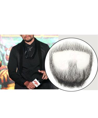 Remeehi Goatee Men's Beard Realistic Beard Human Hair Lace Hand-Made Fake Facial Mustache Costume Black 1 Count (Pack of 1)