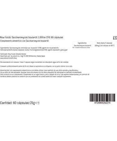 Now Foods Saccharomyces boulardii Probiotic Yeast 5 Billion Cultures 60 Vegan Capsules - Lab Tested, Gluten Free, Non-GMO, Vegetarian & Soy Free - Buy Online on GoSupps.com