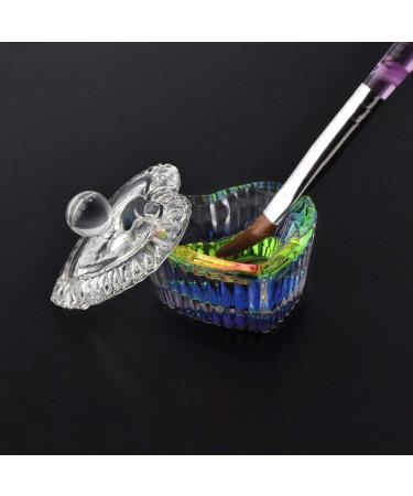 Rainbow Glass Crystal Acrylic Dappen Dish with Lid - Heart Shape | Nail Tool for Acrylic Powder Monomer | HJ-NAPB019-Heart - Buy Online on GoSupps.com