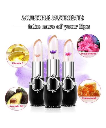 6 Pack Crystal Flower Jelly Lipstick Long Lasting Nutritious Lip Balm - Black - Buy Online on GoSupps.com