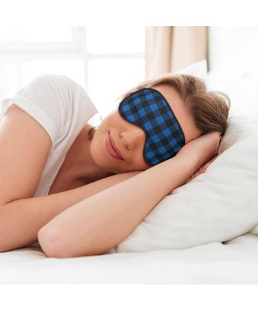 Blue Black Plaid Print Sleep Eye Mask | Soft Blindfold with Elastic Strap for Travel & Night Sleeping - Buy Online on GoSupps.com