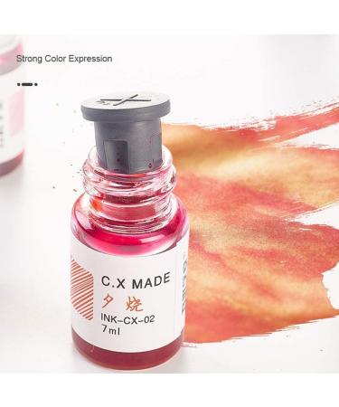 24 Colors Calligraphy Ink Set with Glass Dip Pen and Gold Powder - 7ml Bottles in Gift Box - Buy Online on GoSupps.com