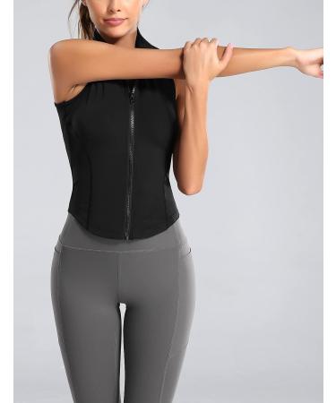 Flygo Women's Sleeveless Yoga Active Jacket Vest - Black Small - Buy Online on GoSupps.com