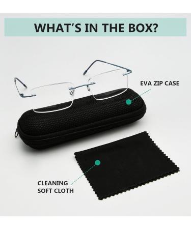 Eyekepper Rimless Reading Glasses for Men - Stylish Rectangle Blue Rimless Readers - International Shipping Available - Buy Online on GoSupps.com