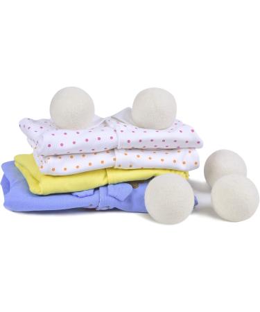 6-Pack XL Wool Dryer Balls - Natural Fabric Softener Handmade from New Zealand Organic Wool - Reduce Wrinkles & Drying Time - Reusable Laundry Balls by WANTELL (White XL) - Buy Online on GoSupps.com