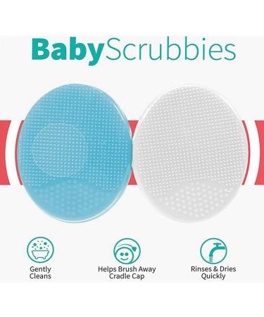 Fattoz Exfoliating and Massaging Cradle Cap Silicon Brush Soft Baby Brush Bath Brushes for Baby Blue and White 2 Pack - Buy Online on GoSupps.com