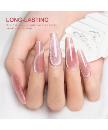 9D Cateye Gel Nail Polish - Nude Sheer Pink with Silver Glitter - 15ml Single Bottle with Magnet Stick - UV/LED Curing - Soak Off - Home Salon - Buy Online on GoSupps.com