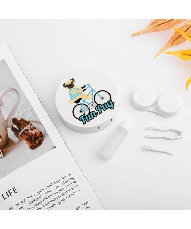 Cute Pug Round Case For Contact Lens Kit Storage Box with Mirror Printed - Buy Online on GoSupps.com
