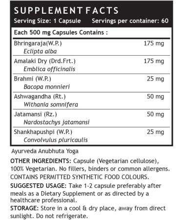 Buy INLIFE Ayurvedic Herbs Hair Support Supplement 500 Mg - 60 Vegetarian Capsules | Natural Hair Growth Formula | Enhance Hair Strength & Health - Buy Online on GoSupps.com