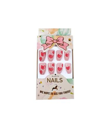 Love Heart Press-On Nails 24pcs Rose Red Full Cover Long Coffin Fake Nails for Women & Girls | Perfect Love Style Design - Buy Online on GoSupps.com