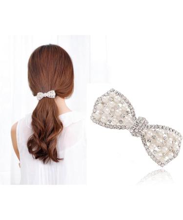 Dorytop Barrettes Butterfly Pearls Hair Clips Pins Pearl Bow Hairpin Crystal Rhinestone Hair for Women Girls(Silver) - Buy Online on GoSupps.com