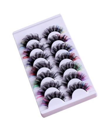 FRCOLOR 7 Pairs Fake Eyelashes False Lashes Cosmetic Lashes Women Lashes with Color Colored Lashes False Lash Extensions Individual Lashes Curl Lash Clusters Chemical Fiber Extend Cosplay