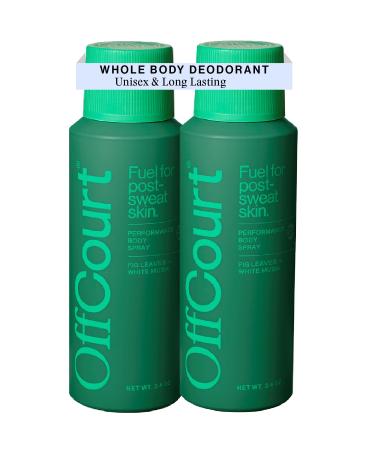 OffCourt - Natural Deodorant Body Spray for Men and Women - Aluminum Free - Whole Body Deodorant for Women and Men - Medium-Bodied Fig Leaves and White Musk Scent 3.4 Ounce (Pack of 2) Fig Leaves + White Musk 3.4 Ounce (Pack of 2)