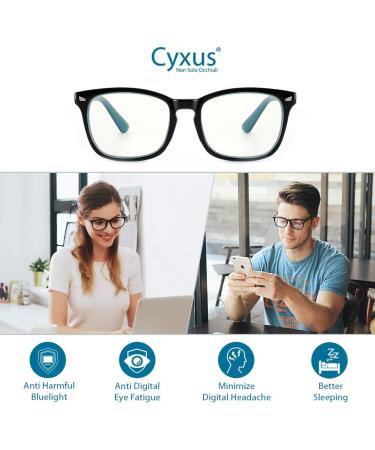 Cyxus Blue Light Filter Glasses - Stylish Anti-Blue Light Eyewear for Screens Black/Blue Design No Prescription Needed - Buy Online on GoSupps.com