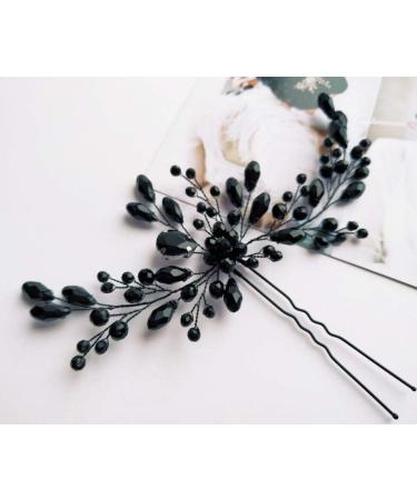 Anglacesmede Bridal Black Crystal Hair Pins Classical Wedding Back Comb Prom Party Festival Hair Accessories for Women and Girls - Buy Online on GoSupps.com