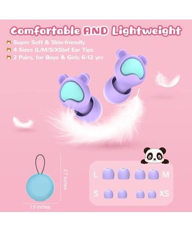 Kids Ear Plugs - Noise Cancelling Earplugs for 6-12 yrs | Reusable Silicone Ear Protection for Concerts Flying and School - 2 Pairs (Purple - Buy Online on GoSupps.com