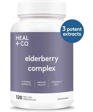 HEAL + CO. Elderberry Complex | Elderberry Garlic Echinacea Vitamin C & Zinc | Immune Support Supplement | 120 Capsules - Buy Online on GoSupps.com