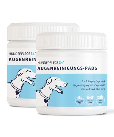 Dog care24 Eyes Cleaning pads for dogs and cats - 2x 100 pieces - dirt and tear stain remover dog with nourishing vitamin E & aloe vera - 2in1 eye care & eye cleaning 200 pieces