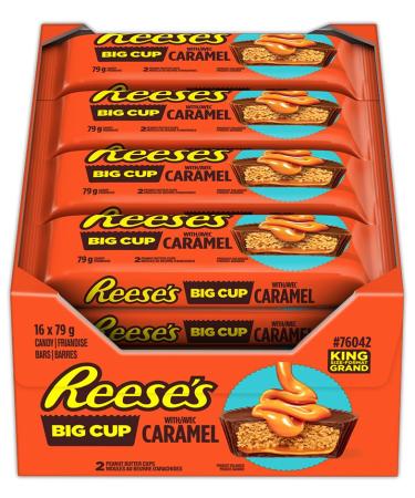 REESE'S Big Cup with Caramel Box Set Holiday Candy Reese's Candy Chocolate Candy Candy for Kids Bulk Bag 79g (Pack of 16)
