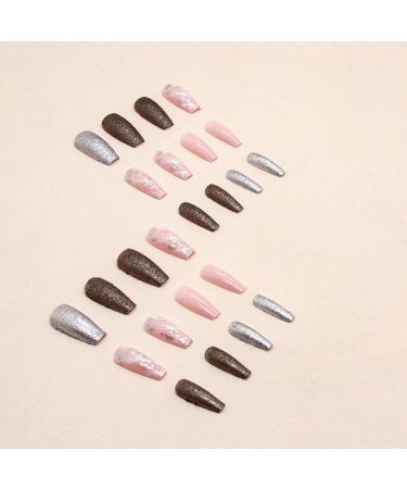 GORS Medium Length Rose Gold Glitter Ballet Press on Nails - 24PCS - Buy Online on GoSupps.com