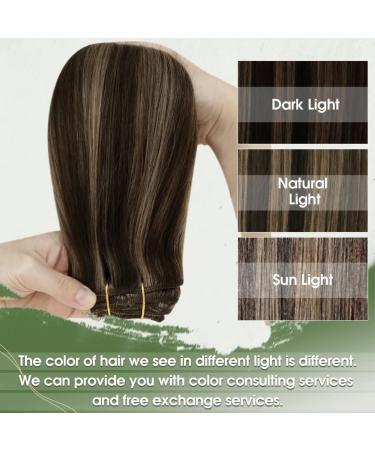 Hetto Clip In Extensions - Real Remy Hair | Darkest Brown Highlights (2/8) & Light Brown | 120g 50cm | Hair Recovery Clip Ins - Buy Online on GoSupps.com