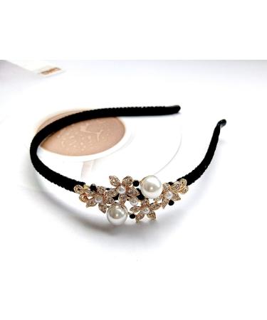 Crystal Flower Butterfly Hair Hoop Rhinestone Pearl Headband 1920s French Hair Band Vintage Velvet Hair styling Headpiece Accessories for Women(Black B) - Buy Online on GoSupps.com