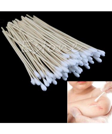100pcs 6" Long Medical Swabs with Wooden Handle Heavy Duty Cotton Ball with Q-Tip
