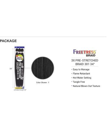 Freetress Synthetic Pre Stretched Braid 3X BRAID 301 34 Inch 1B Off Black - Pack of 1 - Buy Online on GoSupps.com