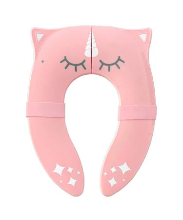 Hippypotamus Travel Potty Seat for Toddler - Pink Unicorn - Folding Potty Training Seat - Portable Toilet Seat Cover for Baby & Kids