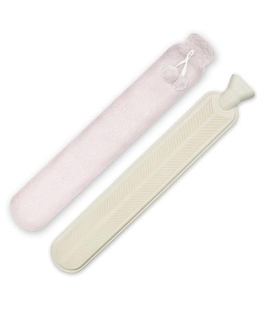 Extra Long 2L Hot Water Bottle with Cover - 72 cm Length Rubber Water Bottles with Soft Removable Plush Cover for Winter Warmth Waist Back Neck Shoulders Pain Relief Gifts for Kids Adults Pink