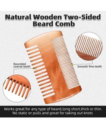 Premium Natural Wood Beard Comb with Anti-Static Design and PU Carry Pouch - Compact Pocket Size for Men's Hair Care (UK) - Buy Online on GoSupps.com