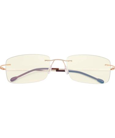 Eyekepper Rimless Progressive Multifocus Blue Light Filter Reading Glasses +3.00 for Men & Women - Stylish Gold Design - Buy Online on GoSupps.com