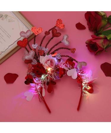 IYOU Valentines Led Headband Red Heart Light Up Hair Bands Rose Flower Amor Valentine's Day Cosplay Hair Accessories for Women - Buy Online on GoSupps.com