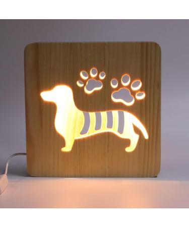 BAOFUYA Dog Shape 3D Wooden Lamp Wood Carving Lamp Dog Night Light 360 Degrees Irradiation Angle 3D Dog Wooden Lamp for Bedroom Living Room Study - Buy Online on GoSupps.com