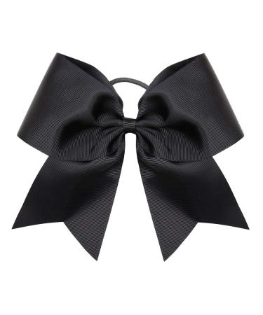 Oaoleer 8 Jumbo Large Cheer Bows Ponytail Holder Elastic Band Handmade Boutique Hair Accessories for Cheerleading Teen Girls College Women Sports (1PCS  Black) 8 Inch (Pack of 1) Black