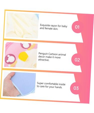 POPETPOP 3pcs Bath Towel Set - Orange Hair Bow Exfoliating Sponge & Mesh Shower Poufs for Kids | Soft Rayon Body Washcloth Tools - Buy Online on GoSupps.com