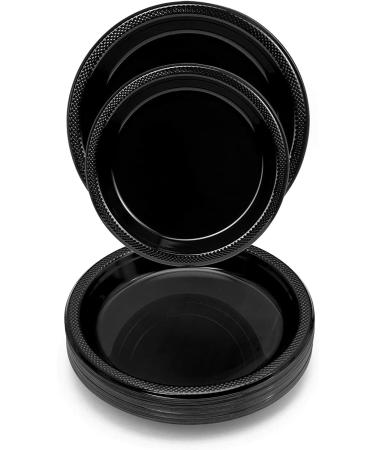100 Count 9 Inch Round Black Disposable Plates - Exquisite Black Plastic Plates for Parties & Events - Buy Online on GoSupps.com