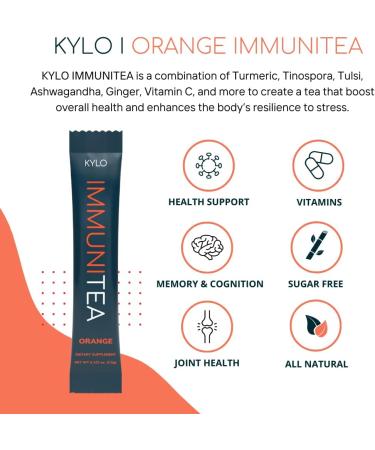 KYLO Instant Orange Immunitea - Stress Relief & Wellbeing Support (30 Sticks) | Sugar-Free, GMO-Free, Gluten-Free | Ayurvedic Tea with Natural Herbs | 30 Count Pack - Buy Online on GoSupps.com