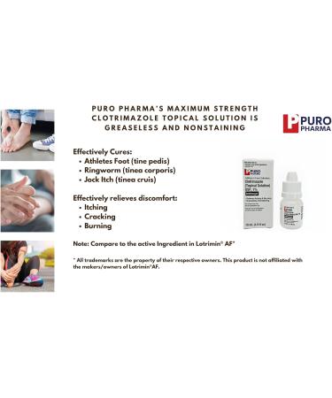 Puro Pharma Clotrimazole 1% Antifungal Solution | Fast Relief for Athlete's Foot Jock Itch & Ringworm | Soothes Itching & Burning - Buy Online on GoSupps.com