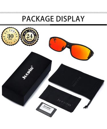 Joopin Sport Sunglasses Polarized UV Protection Wrap Around - Black Frame Red Mirrored Lens - Buy Online on GoSupps.com