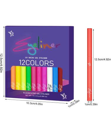 Color Eye Liner UV Fluorescent Rainbow Eye Liner 12 Colors Quick-Drying Waterproof | Neon Glow Supplies Highly Pigmented Graphic Liners for Long-lasting Wearing - Buy Online on GoSupps.com