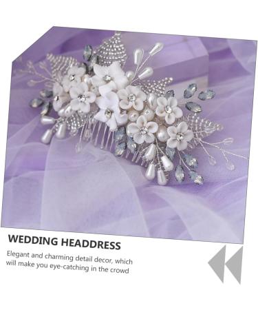 DOITOOL 1pc Bridal Headwear Wedding Headpiece for Bride Hair Rhinestones Hair Side Combs Pearl Flower Hair Comb Bridal Headpiece Decor Wedding Headdress Headband Crystal Miss - Buy Online on GoSupps.com