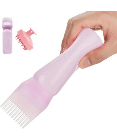 JIANYH 2 Pack Root Comb Applicator Bottle Hair Oil Applicator Bottle Hair Oil Bottle Scalp Shampoo Brush Hair Coloring Dye for Salon Home DIY (Pink) - Buy Online on GoSupps.com