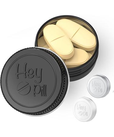 Extra Small Pill Box for Purse - 3 Pack ADHYRO Aluminum Mini Pill Organizer - Portable Lightproof Case for Vitamins Fish Oils & Supplements (Black Silver White - Buy Online on GoSupps.com