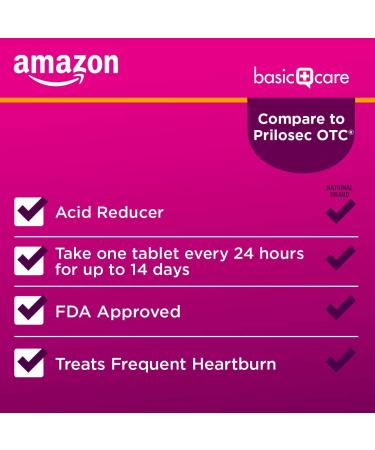 Amazon Basic Care Omeprazole 20mg Delayed Release Tablets - 42 Count | Acid Reducer, Wildberry Mint Coated Tablet - Buy Online on GoSupps.com