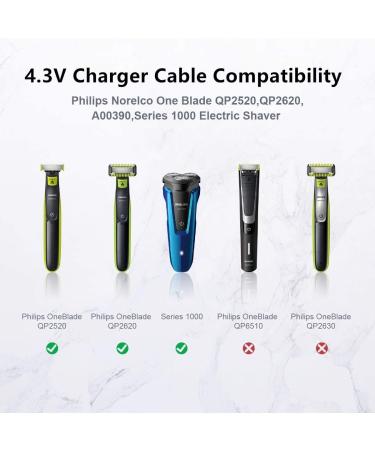4.3V Charger Cable for Philips Norelco OneBlade Razor | USB Replacement Power Cord for Electric Shavers - Compatible with A00390 QP2520/90/70 RQ320 RQ328 RQ330 RQ331 | Accessories 1 Count - Buy Online on GoSupps.com