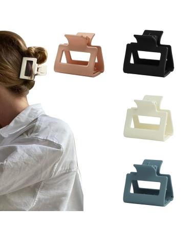 4 PCS Hair Clips Hair Claw Clips 2" Matte Hair Clips for Thin Hair Netural Color Square Claw Clips Small Claw Clips for Thin Hair Claw Clips for Thick Hair Accessories for Women Gifts for Mom Cream White Grey