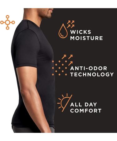 Tommie Copper Men's Core Compression Short Sleeve Crew Neck Shirt | UPF 50, Breathable Base Layer for Sports and Gym Support - X-Large Black - Buy Online on GoSupps.com